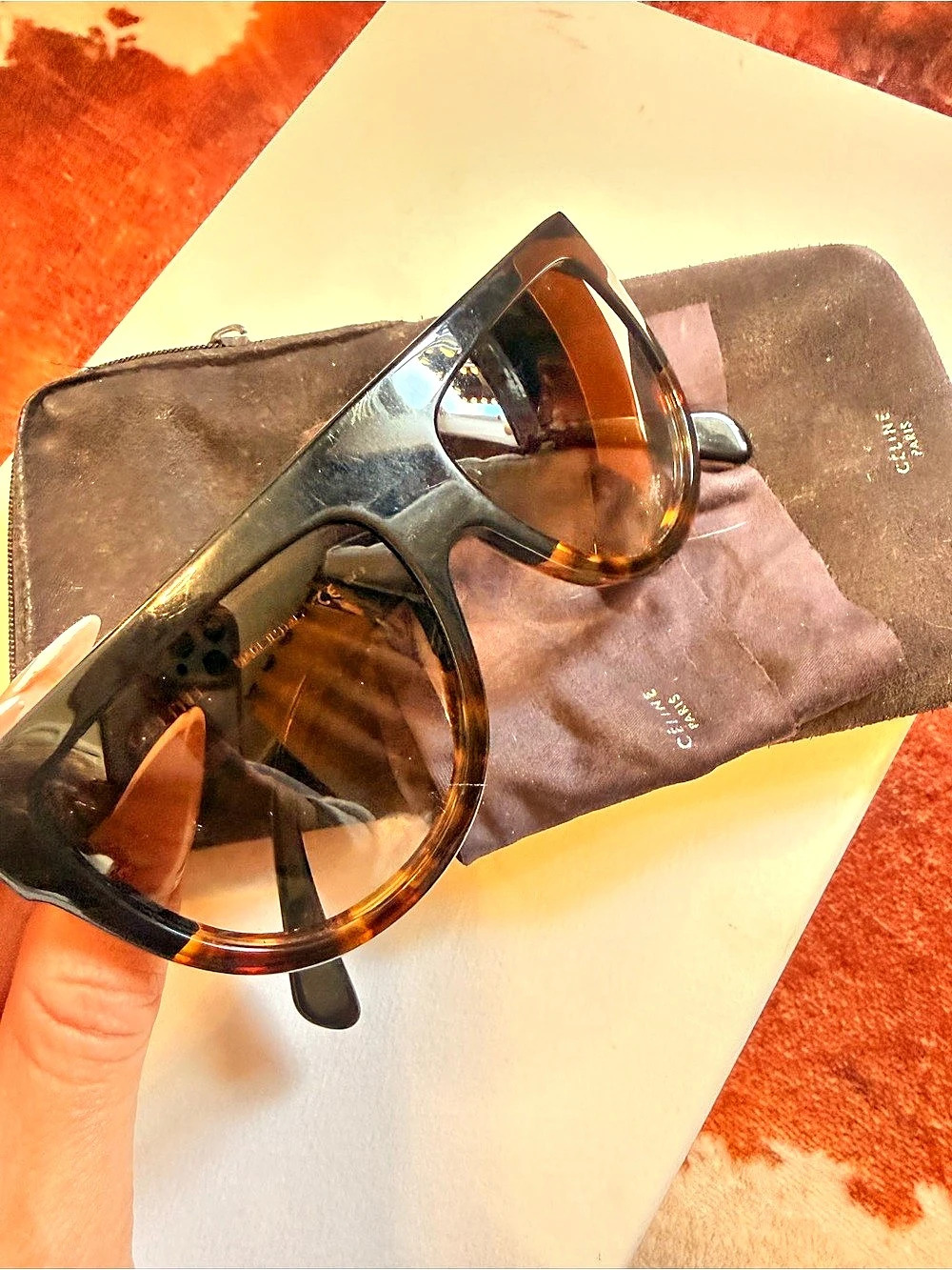 Celine Shadow CL 41026/S Tortoiseshell Sunglasses Brown & Black